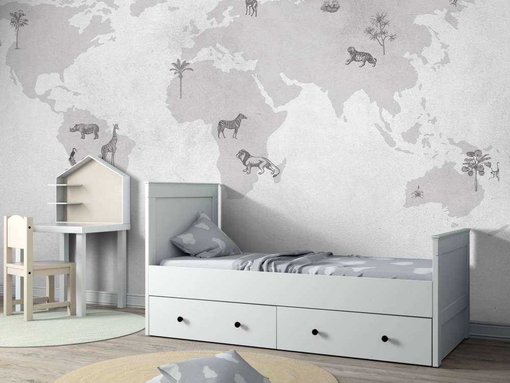 Verdenskart skisse grå